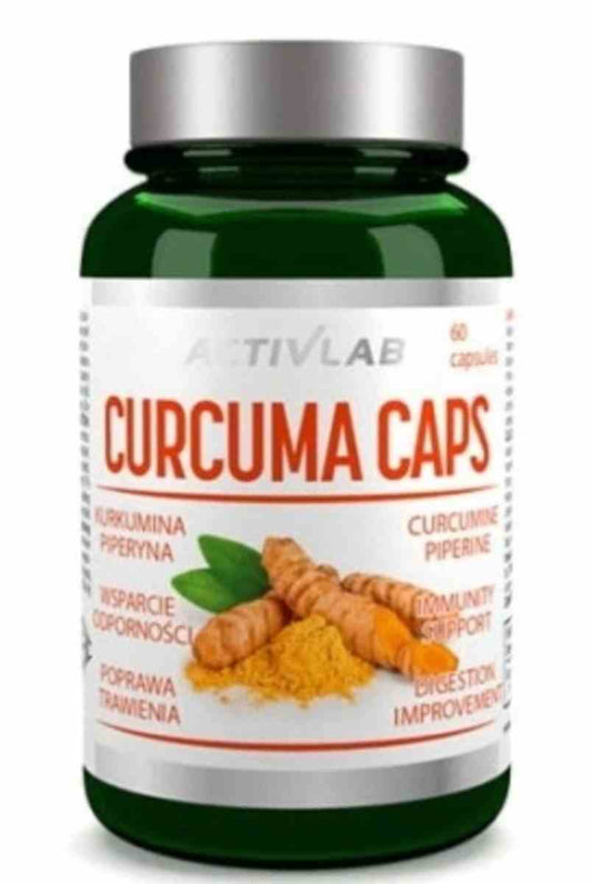 ActivLab Curcuma Kapseln, 60 Stück, Nahaufnahme der braunen Kapseln in einer Packung.