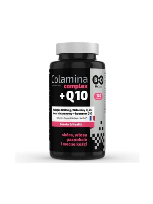 Bioorganische Colamina Komplex mit Q10, 120 Kapseln, in einer offenen Verpackung, sichtbar auf der Verpackung.