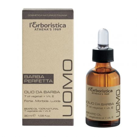 Herren Bartöl von ATHENA’S, 100 ml Flasche, zeigt das Produkt mit goldener Verpackung und stilvollem Design.