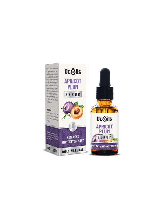 Dr. Oils Serum Aprikose-Pflaume in 30 ml Flasche, pflegendes Naturkosmetikprodukt mit Aprikosen- und Pflaumenextrakt