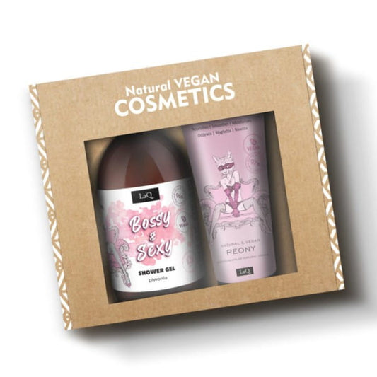 LAQ Pfingstrose Set Gel und Lotion, 500 ml und 200 ml, pflegende Hautpflege mit blumigem Pfingstrosen-Duft