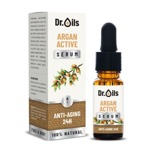 Argan Serum von Dr. Oils in 30 ml Flasche, mit natürlicher Textur und goldener Farbe, für gepflegte Hautpflege.
