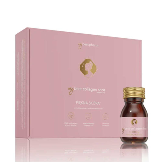 MyBestPharm MyBestCollagen Shot in 30 Flaschen, flüssiges Kollagen in 30 ml Flaschen, ideal für Haut und Gelenke.