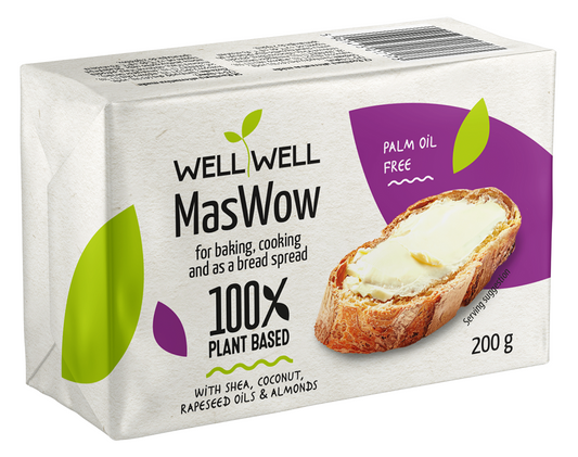 WELL WELL Gemüseschmierfett-Würfel, 200 g, veganer Würfel aus Gemüsemischung, ideal zum Kochen und Braten