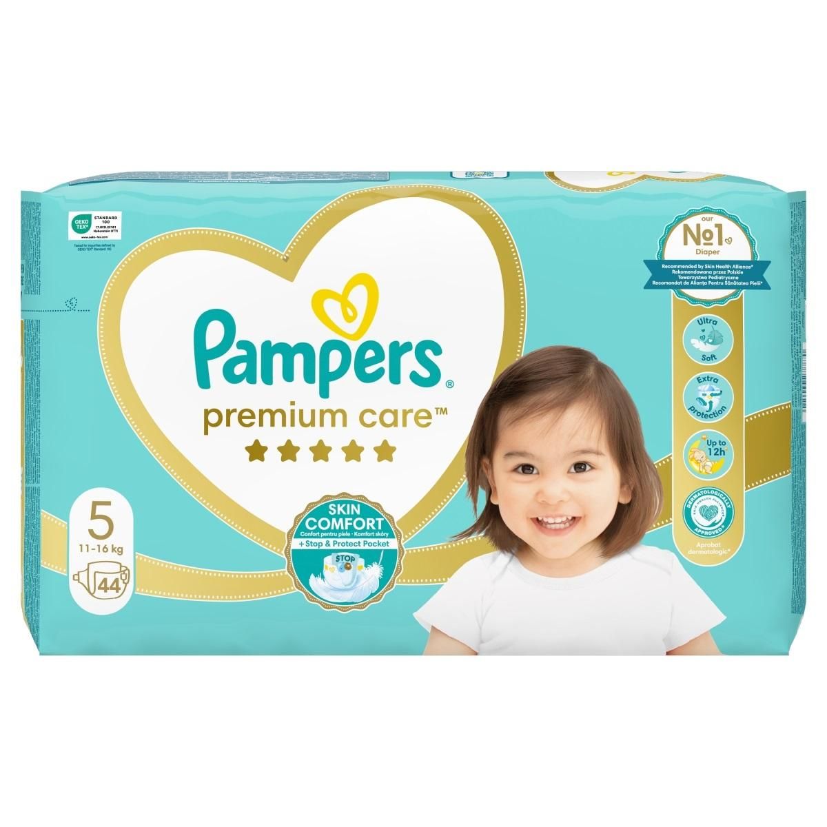 Scutece Premium Care Mărimea 5 Pampers 44 Bucăți