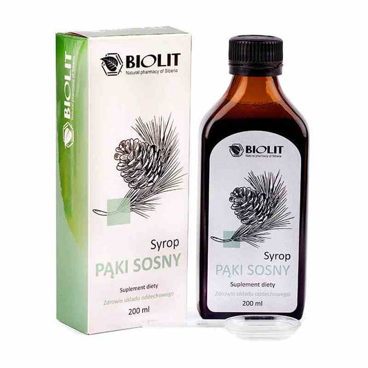 Biolite Kiefernknospen Sirup in 200 ml Flasche, naturbelassener Apotheken-Sirup mit Kiefernknospen.