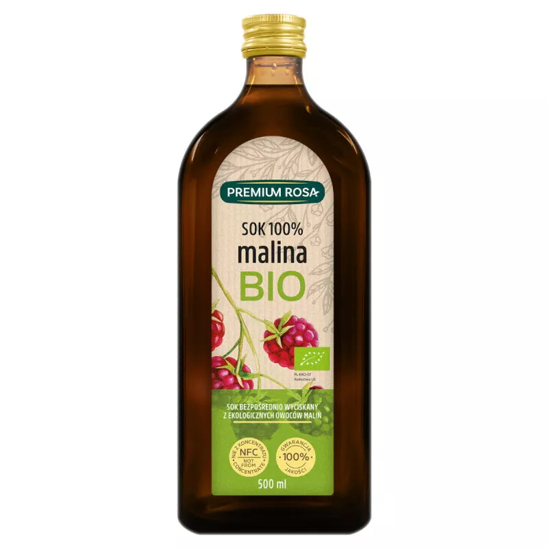 Himbeersaft 100% ohne Zucker BIO 500 ml PREMIUM ROSA - Biogo.de