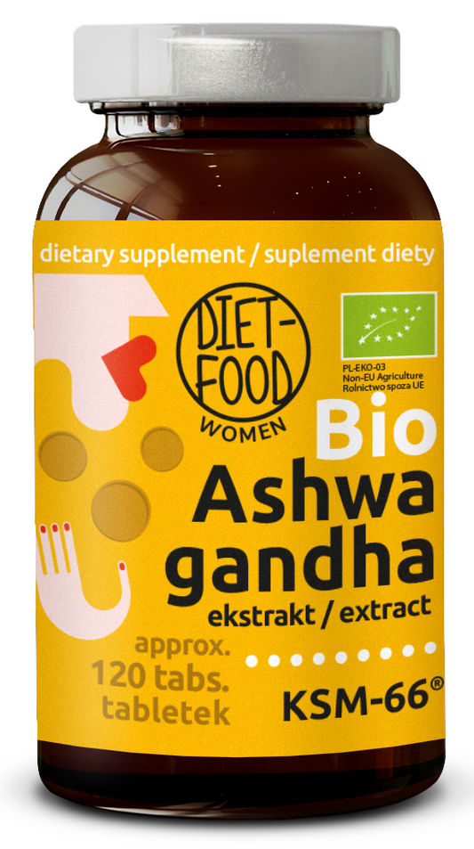 Bio Ashwagandha-Extrakt in Tabletten, 300 mg, von DIET-FOOD, für natürliche Unterstützung und Wohlbefinden.
