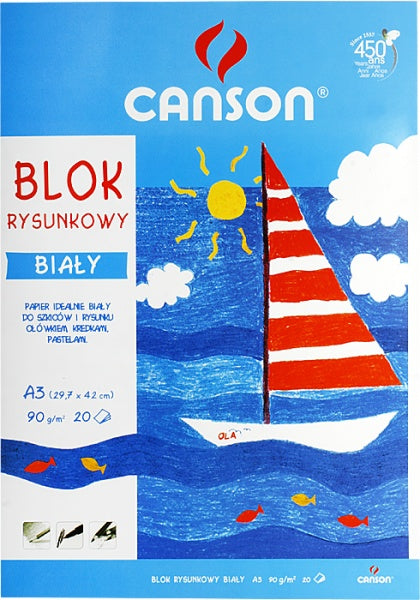 Bloc de desenat alb în format A3 Canson