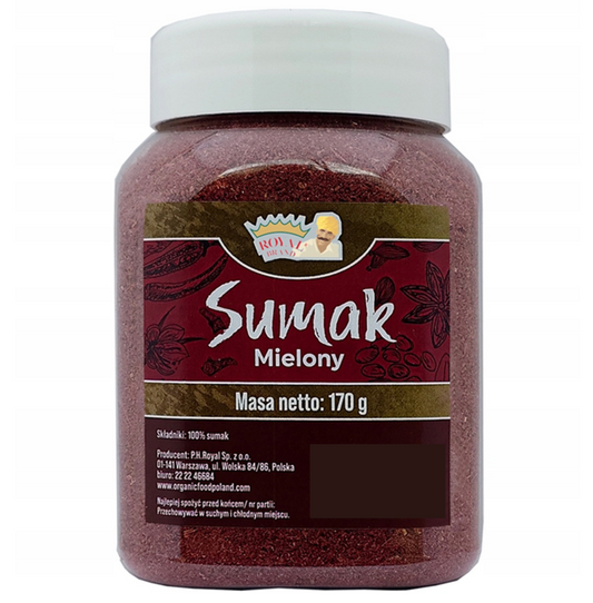 Gemahlener Sumac in 170 g Packung von Royal Brand, aromatischer Gewürz für vielfältige Gerichte, Nahaufnahme