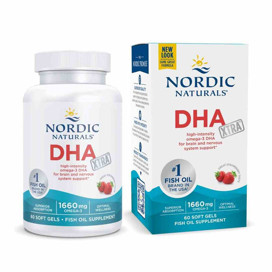 Nordic Naturals DHA XTRA Omega-3 Weichkapseln mit Erdbeergeschmack, 60 Stück, für Gehirn und Herzgesundheit