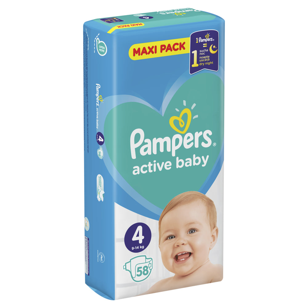 Scutece Active pentru bebeluși Mărimea 4 Pampers 58 buc