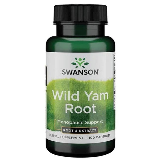 Wilde Yamswurzel 500 mg Kapseln von Swanson, 100 Stück, natürliche Ergänzung in transparenten Kapseln.