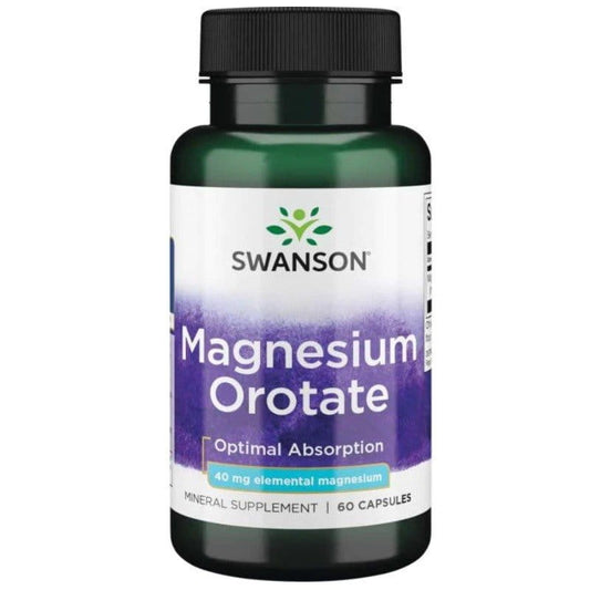 Magnesium-Orotat in 60 Kapseln, sichtbare Kapseln in einer Packung, für Nahrungsergänzung, von Swanson.