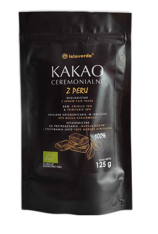 Bio Ceremonial Kakao von Segura in 125 g Packung, rohe Kakaobohnen und Pulver, natürliche und hochwertige Kakaoqualität