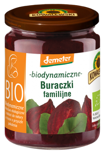 Glas mit glutenfreien TART BEETLES Demeter Bio-Kombination von Kowalewski, 540 ml, mit bunten Fruchtgummis auf weißem Hintergrund