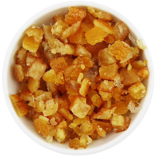Bio kandierte Orangenschale von HORECA, 10 kg, für Gastronomie, getrocknet und zartorangefarben, ideal für Süßspeisen.