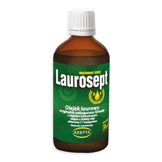 ASEPTA Laurosept mit Lorbeeröl, Kurkuma, Hagebuttenöl und Vitamin C in 30 ml Flasche, natürliche Ergänzung für Gesundheit