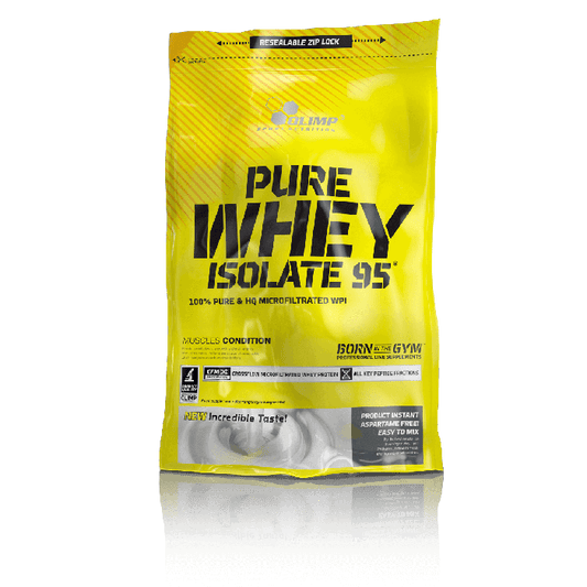 Olimp Pure Whey Isolate 95 Vanillegeschmack, 600g, Pulver mit Vaniljaroma in einer Packung.
