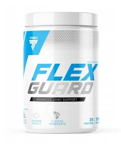 Trec Flex Guard in Waldfruchtgeschmack, 375 g, zeigt die Verpackung mit Beerenfrüchten und flexibler Schutzformel.