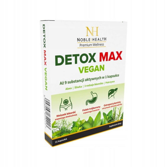 Veganer Noble Health Detox Max Kapseln Behälter, 21 Stück, zur Unterstützung der Entgiftung und Gesundheit