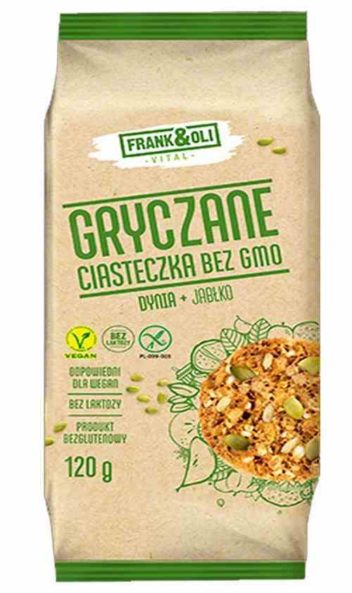 Glutenfreie Buchweizenkekse von Frank&Oli mit Kürbis und Apfel, 120g, knusprige Snacks für Allergiker.