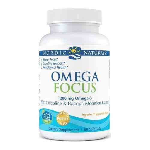 Nordic Naturals Omega Focus Kapseln, 60 Stück, nährstoffreiche Omega-3-Fischölkapseln für geistige Klarheit.