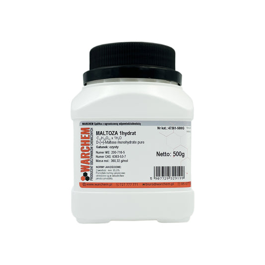 Maltose 1hydrat Rein 500g von Biogo.de, weiße kristalline Süßstoff, in einer transparenten Verpackung, Nahaufnahme