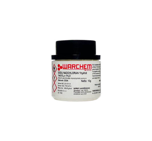 Rein Natriumperchlorat 1-Hydrat, 10g Packung von WARCHEM, chemisches Salz mit Kristallen in transparentem Behälter