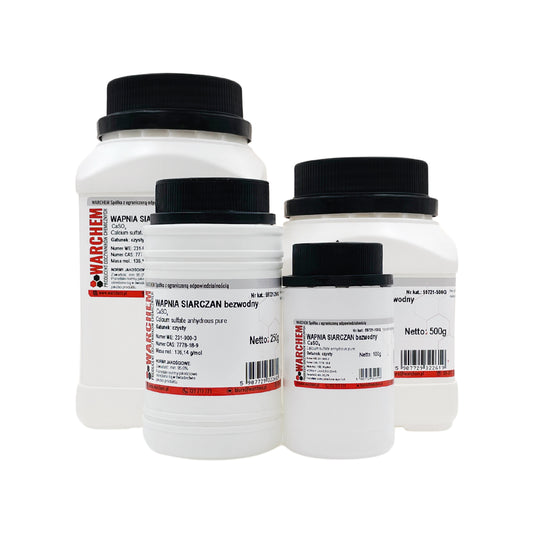 Reines wasserfreies Calciumsulfat in 100 g Verpackung von WARCHEM, feine weiße Kristalle für industrielle Anwendungen