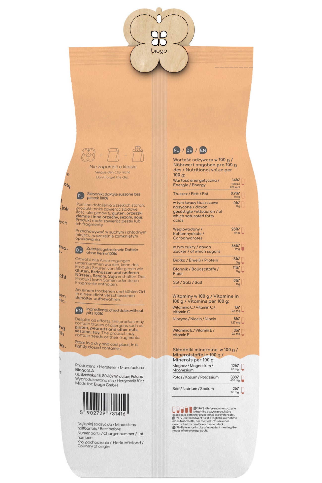 Dried dates 1 kg BIOGO 