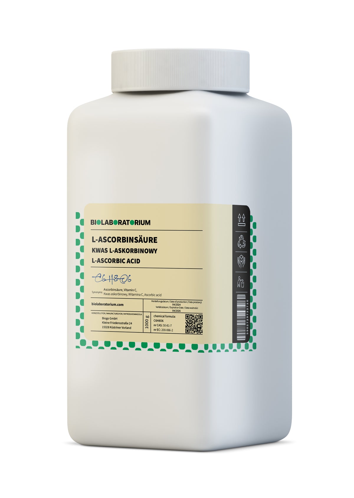 L-Ascorbinsäure Vitamin C 1kg BioLaboratorium