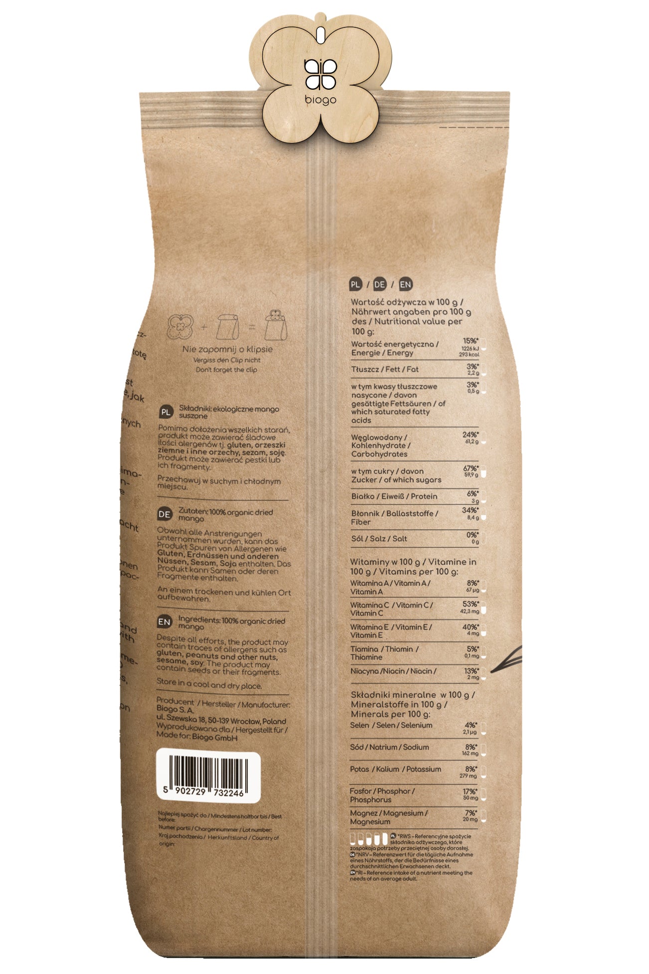 Getrocknete Mango bio 400 g BIOGO