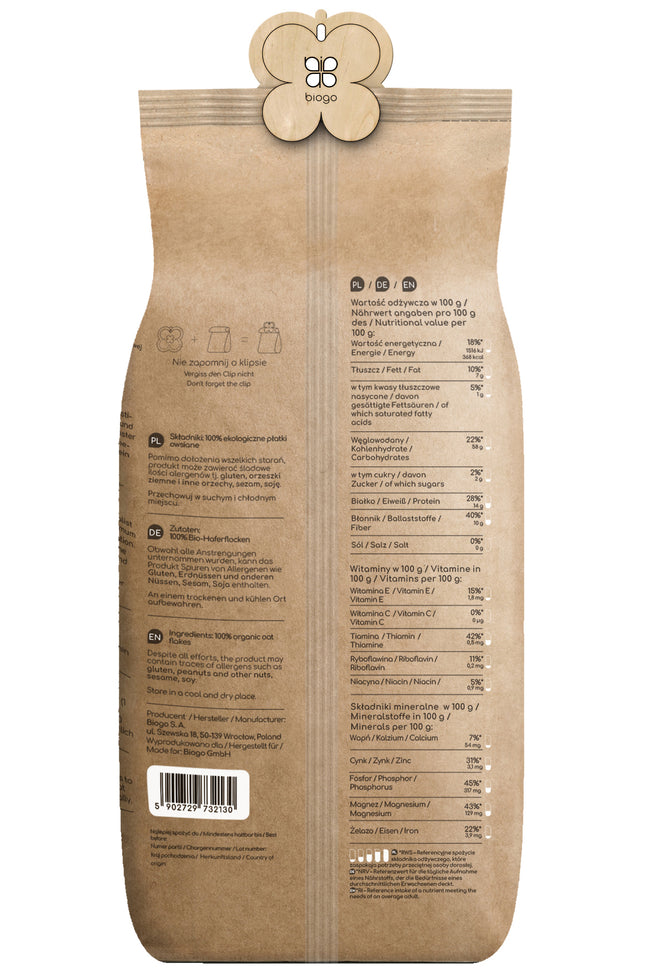 Havregryn økologiske 600 g BIOGO Main Image