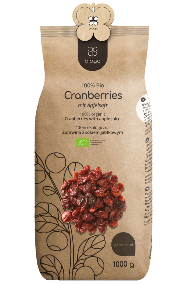 Cranberries mit Apfelsaft gesüßt bio 1 kg BIOGO - Biogo.de Hover Image