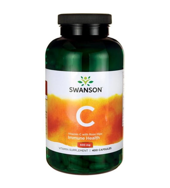 Vitamin C L-Säure - Ascorbinsäure mit Hagebutten Vitamin C mit Hagebutten 500 mg 400 Kapseln SWANSON