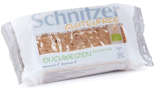 Glutenfreies Buchweizen-Sonnenbrot BIO von SCHNITZER, frisch gebacken, mit goldener Kruste und Sonnenblumenkerne, 250 g.