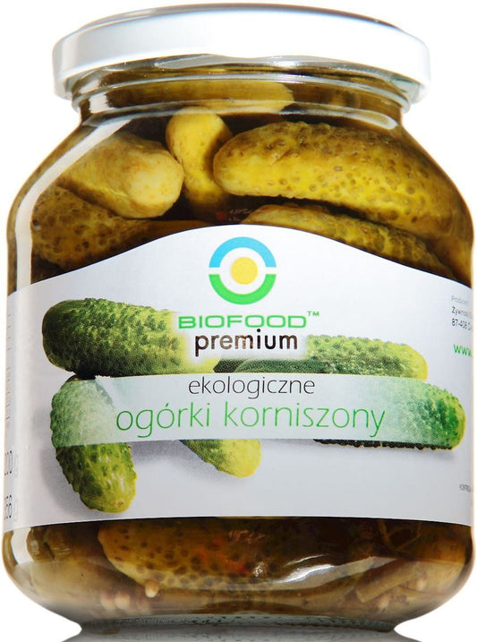 Bio Gurken in 370 ml Glas von BIO FOOD, frische eingelegte Gurken, natürliche Bio-Lebensmittel in Glasflasche
