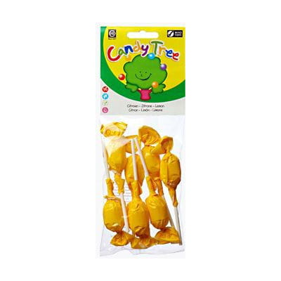 Runde glutenfreie Zitronen-Lutscher von CANDY TREE, Bio, 7 Stück à 10 g, mit zitronigem Geschmack, farbige Süßigkeiten