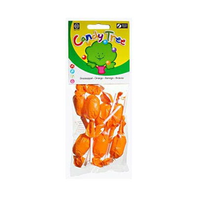 Glutenfreie runde Orangenlutscher mit Orangengeschmack (7 x 10 g) - CANDY TREE