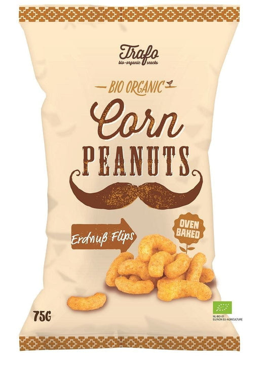 Bio Maischips mit Erdnussgeschmack von TRAFO, knusprige Snack-Option in 75 g Verpackung.