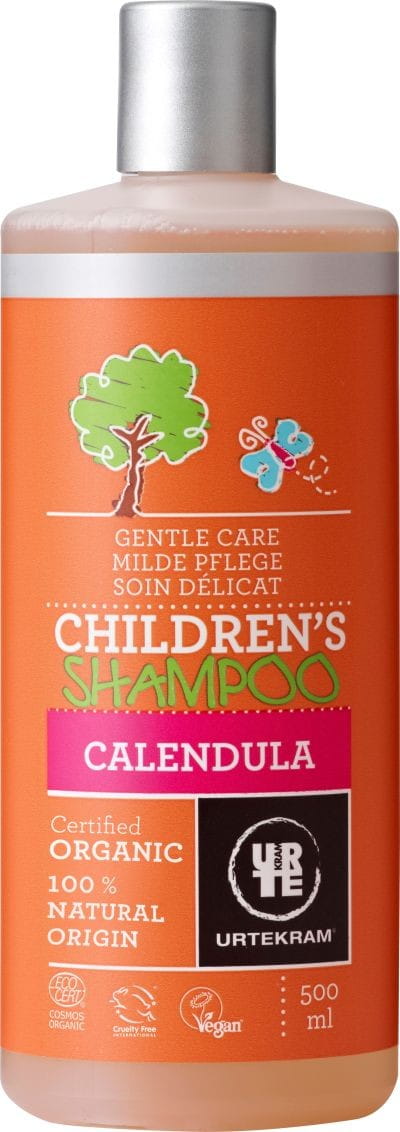 Bio Babyshampoo von URTEKRAM, 500 ml Flasche, zeigt die Verpackung mit grüner Natur-Design und kindersicherer Verschluss.
