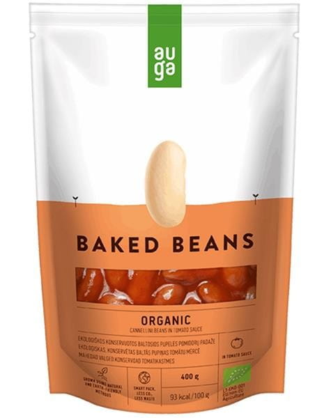 Bio Cannellini-Bohnen in Tomatensauce von AUGA, 400 g, frisch zubereitete weiße Bohnen in würziger Tomatensauce.