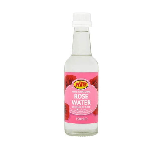 Natürliches Rosenwasser in 190ml Flasche von DEESIS S.C., klare Flüssigkeit mit Rosenaroma, ideal für Hautpflege und natürliche Düfte.