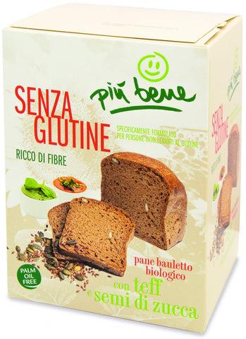 Brot mit Teffmehl und Kürbiskernen glutenfrei BIO 250 g PIU BENE