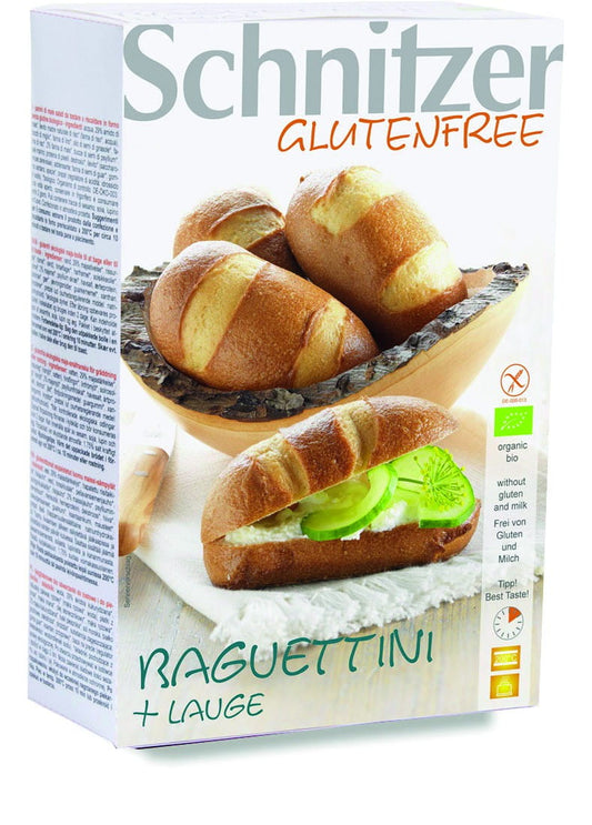 Bio glutenfreie Laugenbrötchen zum Backen von ECOR, 250 g, frische, goldbraune Brote mit Laugenkruste.