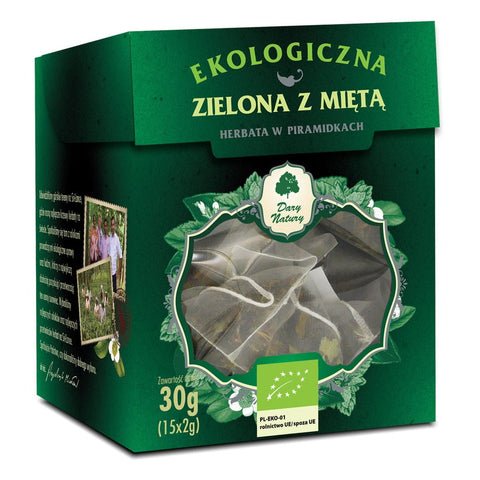 Grüner Tee mit Minze BIO-Pyramide (15 x 2 g) - GESCHENKE DER NATUR