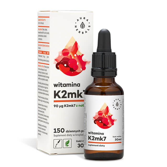 K2MK7 flüssiges Vitamin K2 - MK7 900 Tropfen 30 ml AURA HERBALS