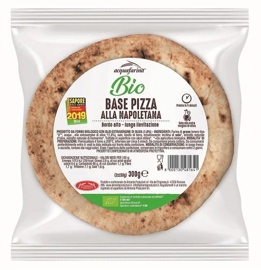 Bio neapolitanischer Pizzaboden von ALIMENTA, 2x150g, frisch und handgemacht für authentische italienische Pizza.