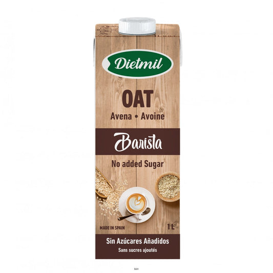 Barista Haferdrink von DIETMIL in 1000 ml Flasche, cremige Pflanzenmilch für Kaffee und Getränke, Nahaufnahme